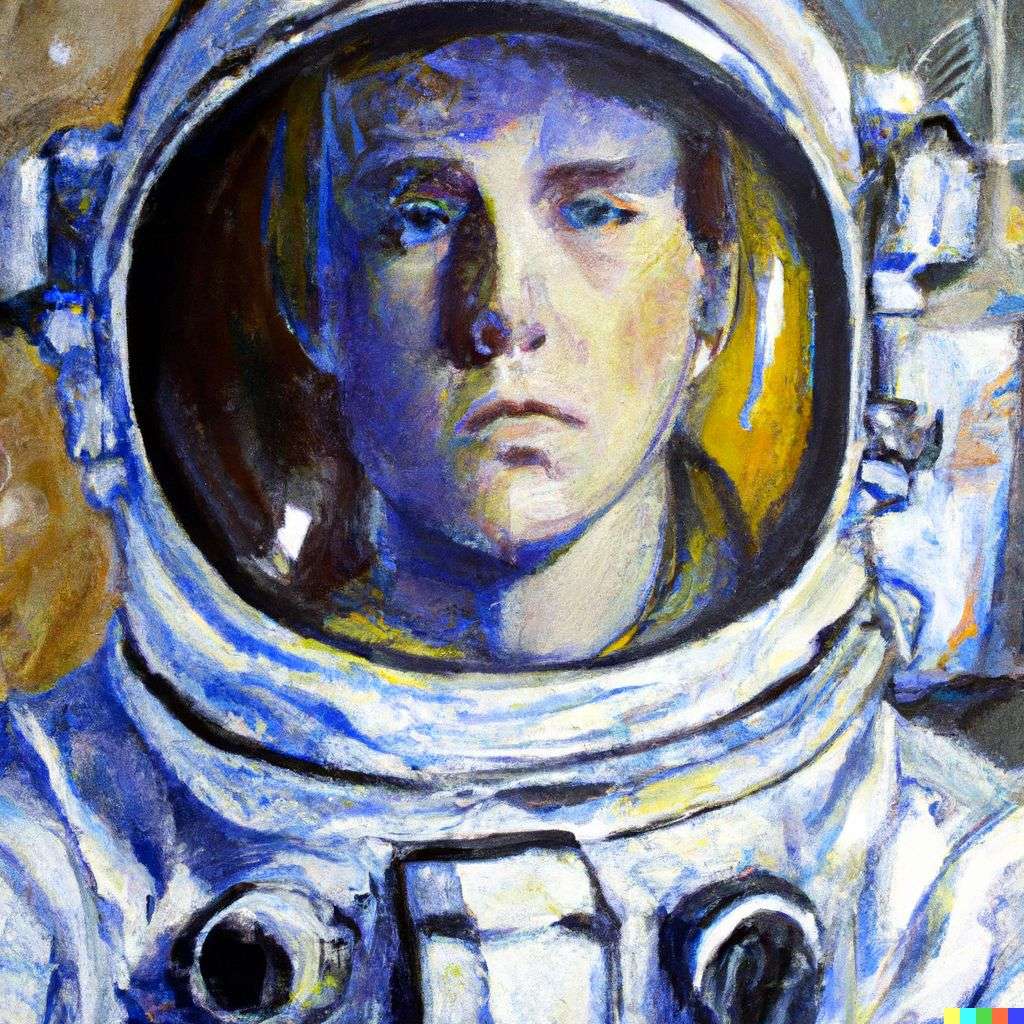 an astronaut, acrylic painting